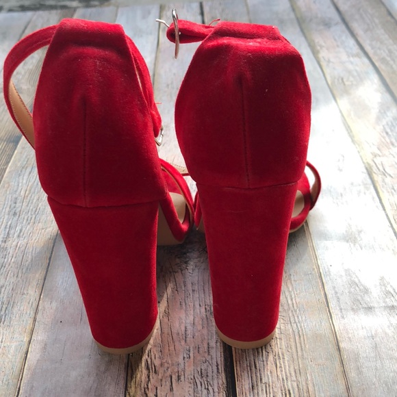 Red Suede Strappy Sandal - Picture 3 of 7